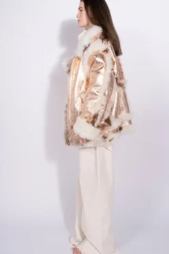 FOILED SHEARLING OVERSIZED JACKET