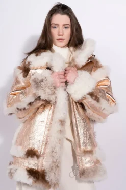 FOILED SHEARLING OVERSIZED JACKET