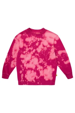 FUSCHIA AND LIGHT PINK SPLATTERED FLEECE CREW NECK