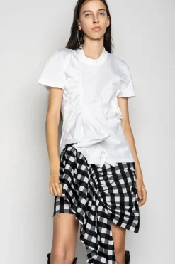 GATHERED T-SHIRT IN WHITE