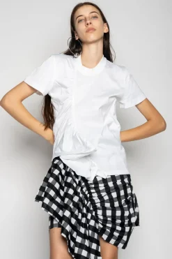 GATHERED T-SHIRT IN WHITE
