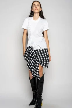 GATHERED T-SHIRT IN WHITE