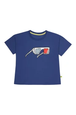GLASSES 3D PRINT NAVY T-SHIRT