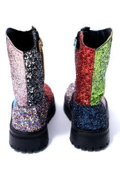 GLITTER LEATHER ANKLE BOOTS