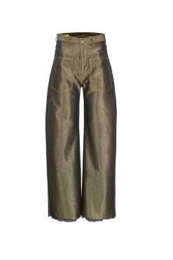 GOLD DENIM PATCH POCKET BOYFRIEND JEANS