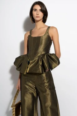 GOLD LUREX FITTED CORSET