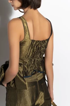 GOLD LUREX FITTED CORSET