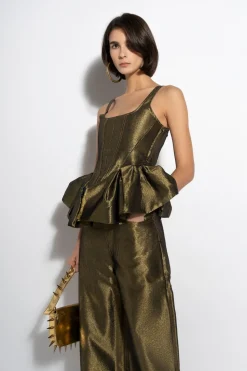 GOLD LUREX FITTED CORSET