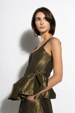 GOLD LUREX FITTED CORSET