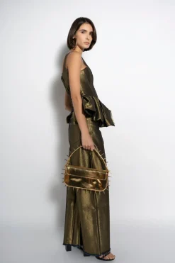 GOLD LUREX FITTED CORSET