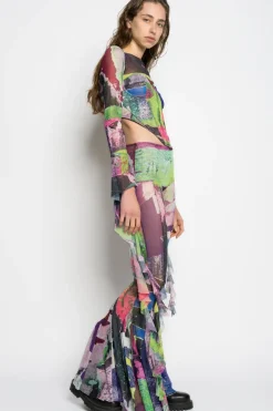 GRAFFITI PRINT MESH TROUSERS