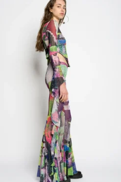 GRAFFITI PRINT MESH TROUSERS