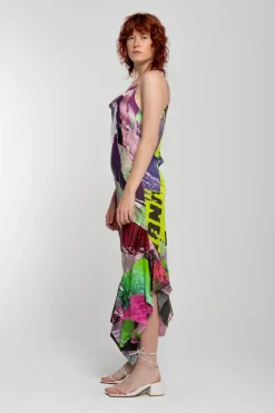 GRAFFITI PRINT STRAP DRESS WITH PEPLUM