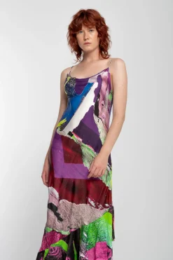 GRAFFITI PRINT STRAP DRESS WITH PEPLUM