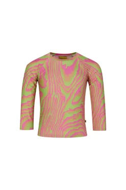 GREEN AND PINK SWIMWEAR LONG SLEEVE TOP