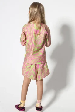 GREEN AND PINK SWIMWEAR LONG SLEEVE TOP