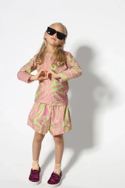 GREEN AND PINK SWIMWEAR LONG SLEEVE TOP