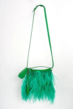 GREEN FEATHER BAG