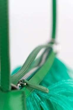 GREEN FEATHER BAG