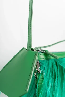 GREEN FEATHER BAG