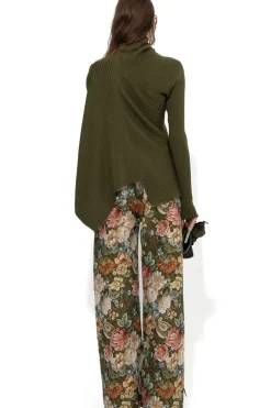 GREEN FLORAL BROCADE BOYFRIEND TROUSERS