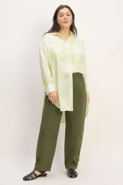 GREEN TIE-DYE SATIN SHIRT
