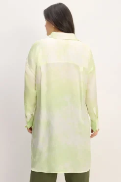 GREEN TIE-DYE SATIN SHIRT