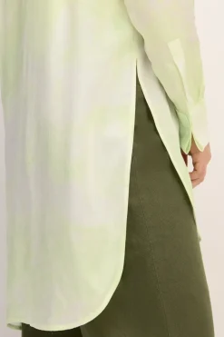 GREEN TIE-DYE SATIN SHIRT