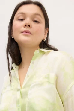 GREEN TIE-DYE SATIN SHIRT