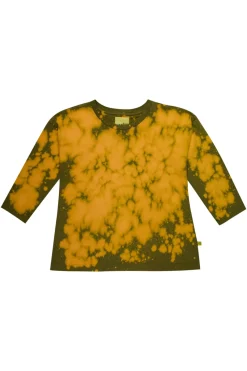KHAKI AND ORANGE SPLATTERED LONG SLEEVE TOP