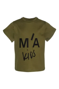 KHAKI EMBROIDERED T-SHIRT