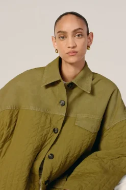 KHAKI PATCHWORK OVERSHIRT
