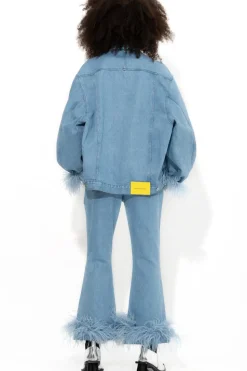 LIGHT BLUE FEATHER CUFF JACKET