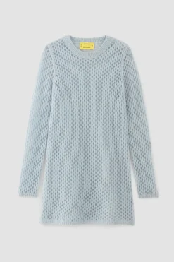 LIGHT BLUE MESH KNIT LONG JUMPER
