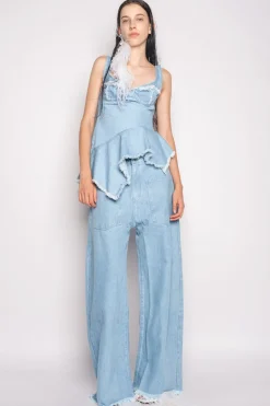 LIGHT BLUE PATCH POCKET BOYFRIEND TROUSERS