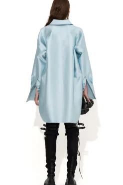 LIGHT BLUE SATIN OVERSIZED SHIRT