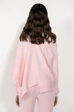 LIGHT PINK DRAPED JUMPER IN MERINO KNIT
