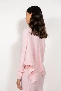 LIGHT PINK DRAPED JUMPER IN MERINO KNIT
