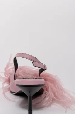 LIGHT PINK FEATHER SLING BACKS