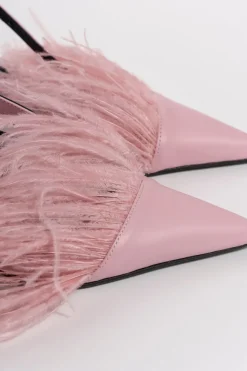LIGHT PINK FEATHER SLING BACKS