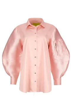 LIGHT PINK SHIRT WITH MIKADO BOMBER SLEEVES