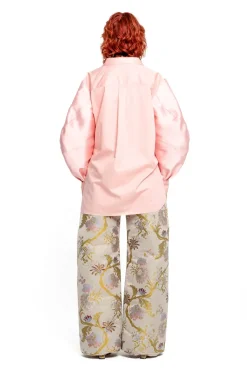 LIGHT PINK SHIRT WITH MIKADO BOMBER SLEEVES