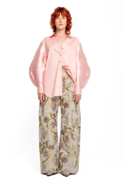 LIGHT PINK SHIRT WITH MIKADO BOMBER SLEEVES