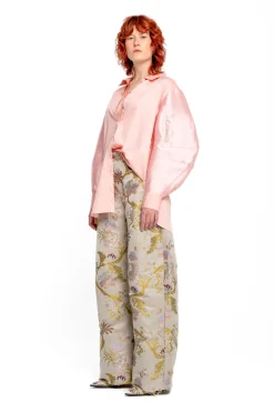 LIGHT PINK SHIRT WITH MIKADO BOMBER SLEEVES