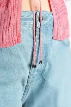 LIGHT PINK VISCOSE KNITTED TOP WITH FEATHERS