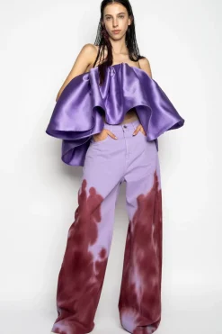 LILAC AND BURGUNDY TIE DYE BOYFRIEND TROUSERS