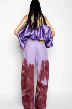 LILAC AND BURGUNDY TIE DYE BOYFRIEND TROUSERS