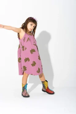 LILAC AND GREEN BUNNY PRINT STRAPPY DRESS