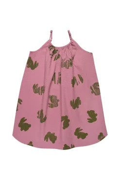 LILAC AND GREEN BUNNY PRINT STRAPPY DRESS
