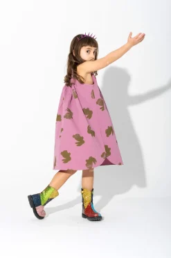 LILAC AND GREEN BUNNY PRINT STRAPPY DRESS